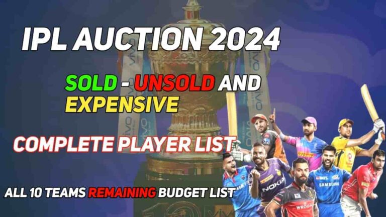 IPL 2024 Auction: The List of Sold and Unsold Players